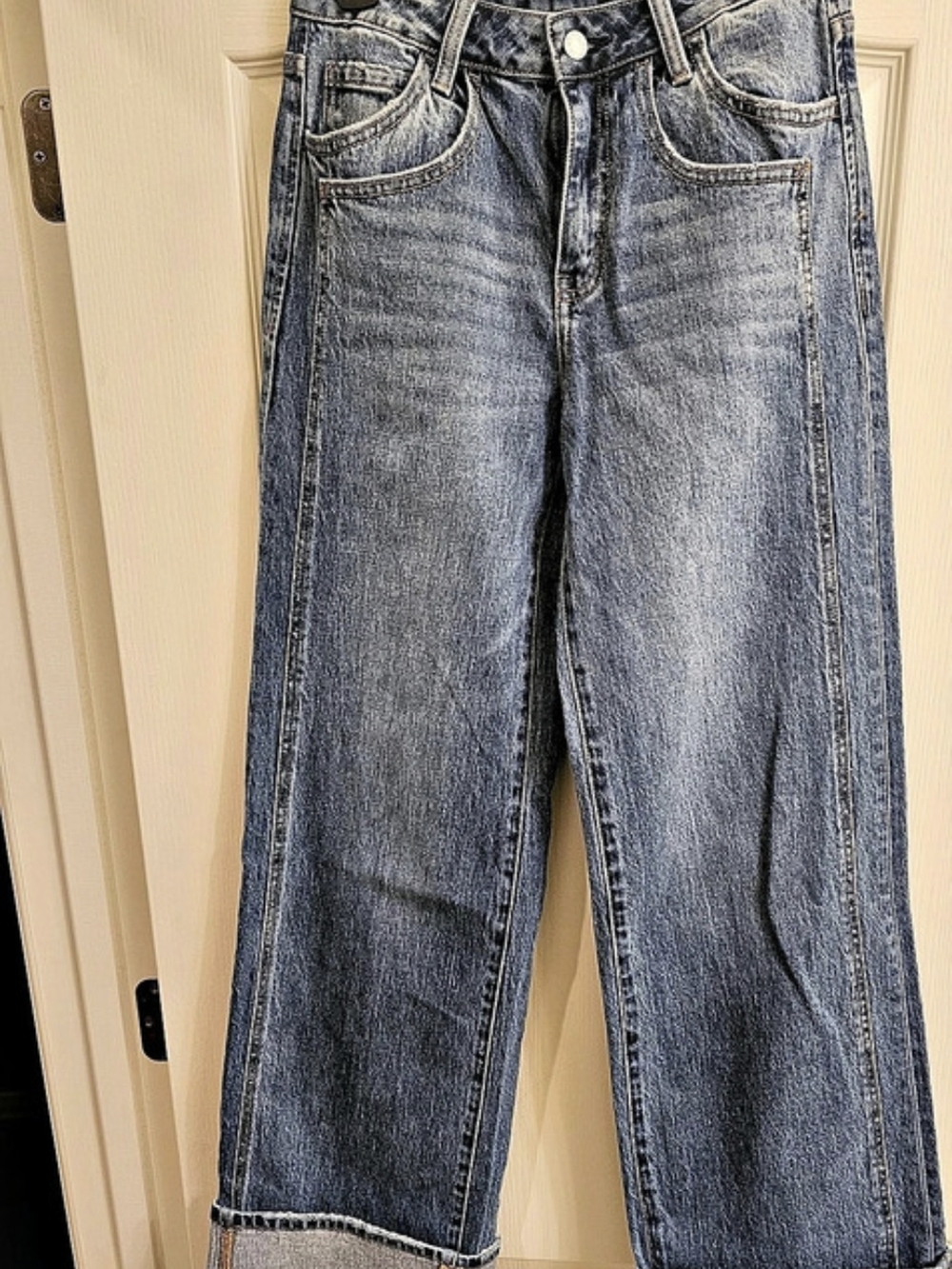 Presley Cuffed 12th Tribe Boyfriend Jeans in Blue Waist 25